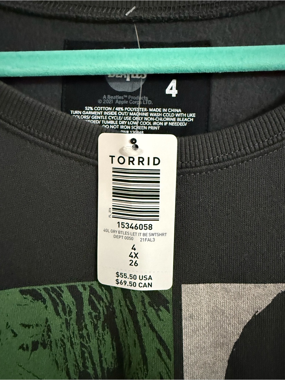 Torrid - Gray Beetles Let It Be Sweatshirt - Picture 4 of 4